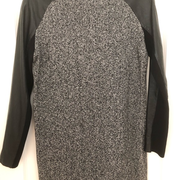 Danier Black Leather Sleeved Sweatshirt Tunic Dress. Size XS - Picture 1 of 3